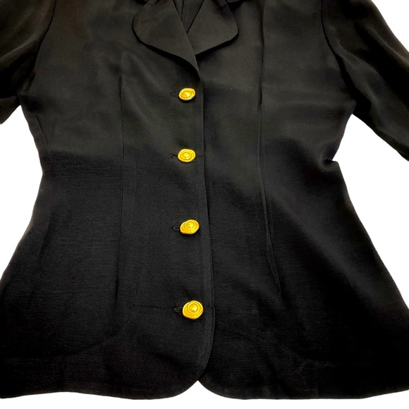 Dani Michaels Vintage 90’s Black Suit Jacket With Gold Metal Buttons, Size 3/4 - Picture 3 of 10